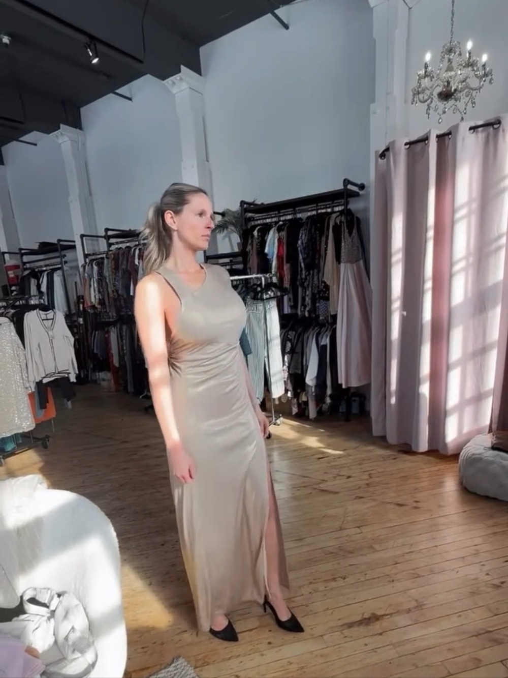 NWT Halston Heritage Gold Metallic Draped Gown Size Small - Picture 8 of 10